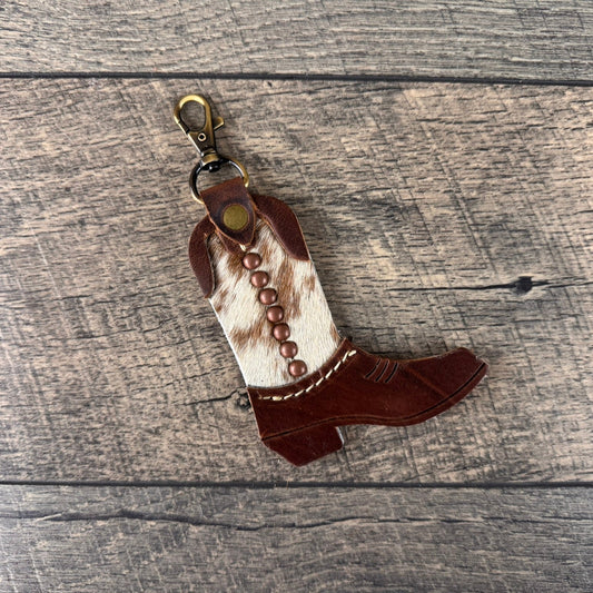 Boot Purse Charm 001 - Brown & Cowhide