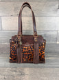 "Alyssa" Satchel Handbag 003 - Leopard & Chocolate