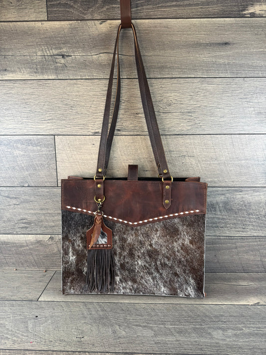 "Doralee" Business Bag - Cowhide & Buckstitch