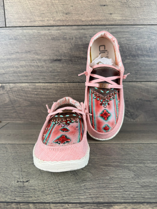 Women’s Size 7 - Pink w/Red & Turquoise Navajo