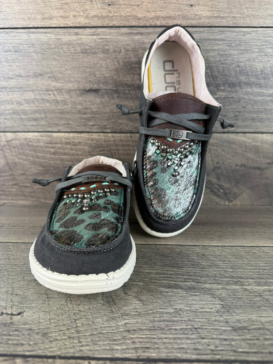 Women’s Size 8 - Charcoal w/Turquoise Leopard