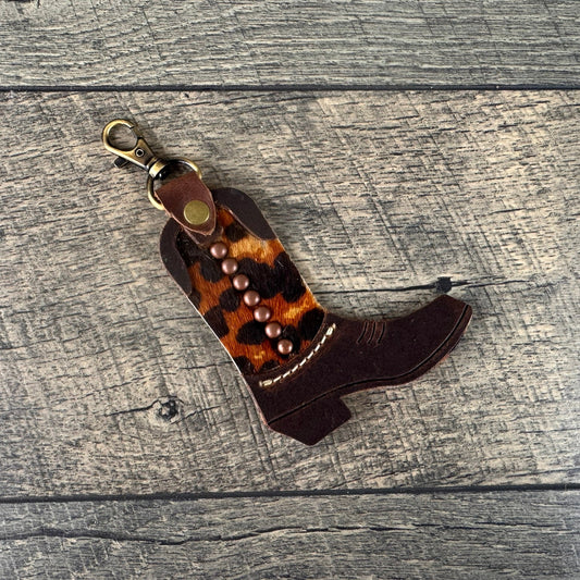 Boot Purse Charm 007 - Brown & Leopard