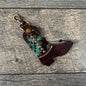 Boot Purse Charm 005 - Brown & Teal