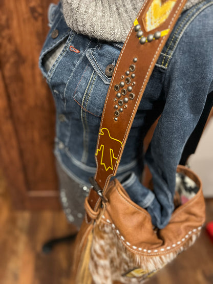 Rosemary Shoulder Bag - Yellow Navajo Thunderbird & Cowhide