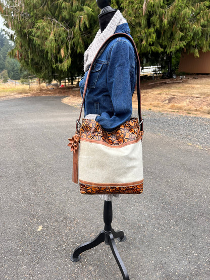 Rosemary Shoulder Bag - Roses & Pearl Cowhide