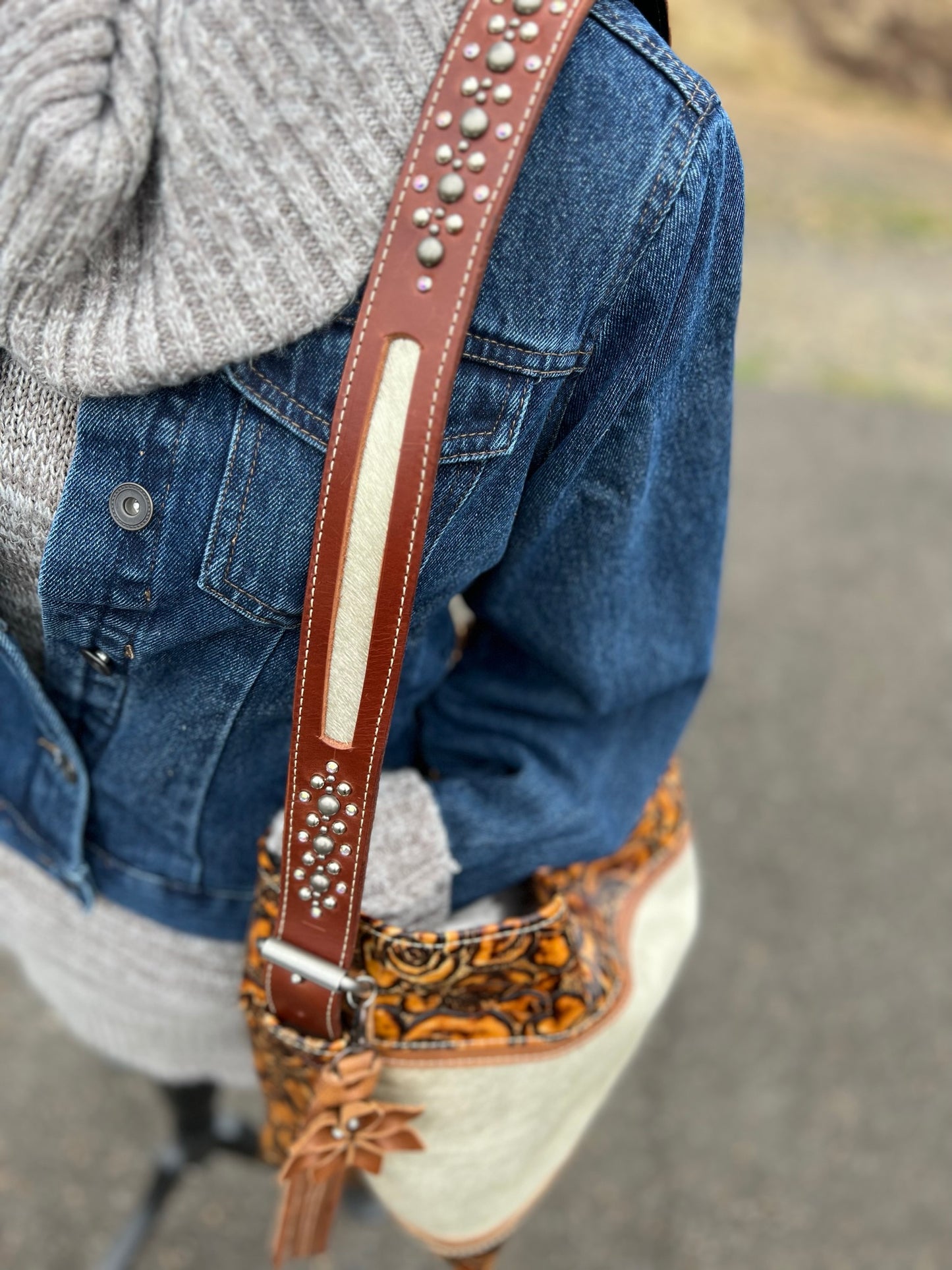 Rosemary Shoulder Bag - Roses & Pearl Cowhide